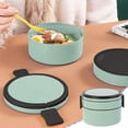 thumbnail image 7 of Portable Bento Box,Stackable Double-Layer Round Lunch Box,Microwave-Safe,Large Capacity Leakproof Food Storage Container for Work Travel, 7 of 7