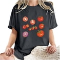 thumbnail image 4 of LEBONYARD Crew Neck Tops for Women,Women's Fashion Summer Round Neck Drop Sleeves Leisure Short Sleeve Fruit Printing Tops Dark Gray S, 4 of 7