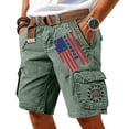 thumbnail image 2 of Men's Vintage Washed Cargo Shorts with America 250 Years Graphic and Utility Pockets Featuring Loose Fit Design for Summer Fishing Army Green L, 2 of 5