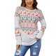 thumbnail image 5 of Camisa con estampado navideño, bloque de color, manga larga, informal, holgada, con cuello redondo, blusa con estampado, Top para mujer, blanco, XXL, 5 of 8