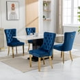 thumbnail image 3 of LegaHome Dining Chairs Set of 2, Modern Upholstered Velvet Dining Room Chairs with Nailhead Trim and Golden Stainless Steel Plating Solid Wood Legs, Tufted Button Padded Chairs Set for Kitchen, Blue, 3 of 10