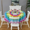 thumbnail image 2 of Colorful Rainbow Tie Dye Spiral Pattern Round Tablecloth 60"x60",Wrinkle Wipeable Table Cloth for Kitchen Dining Room Picnic Patio Party, 2 of 6
