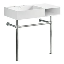 Kingston Brass Aurelius 36-inch Console Sink with Stainless Steel Legs in Matte White