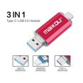 thumbnail image 2 of Unidad 3.0 3 en 1 Tipo C de 64 GB Y Unidad Flash Micro U para IOS / Android Rojo Sunnimix Memoria USB, 2 of 8