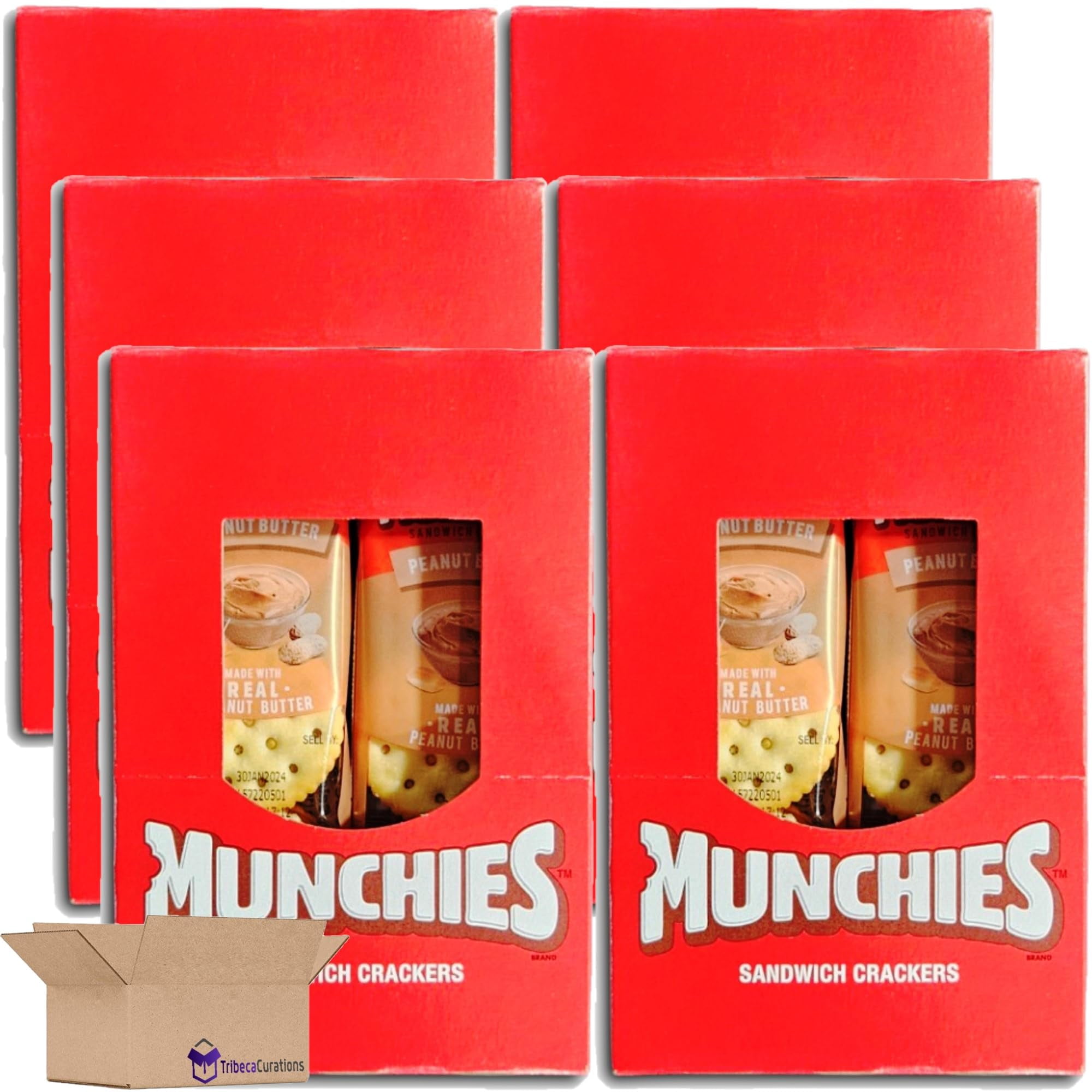Munchies Peanut Butter Sandwich Crackers Value Pack   | 8 Count Box | Pack of 6 (48 Total Sleeves)