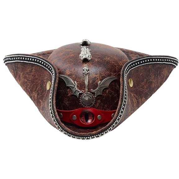 Byfri Skull Wings Tricorne Pirate Hat Punk Colonial Style Party Hat 56-58cm