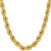 LIFETIME JEWELRY 7mm Rope Chain Necklace 24k Real Gold Plated-Women and Men (16 mm)