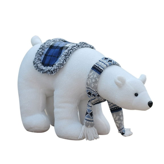 YOHAVEN Christmas Blue Fabric Bear Penguin Doll Xmas Day Decoration Stuffed Figurine Winter Holiday Ornament for Home Living Room Table Fireplace Shop Window Supermarket Hotel Party Decor