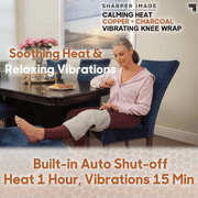 Sharper Image Calming Heat Massaging Knee Wrap, Soothing Heat & Relaxing Vibrations, Charcoal Gray