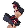 thumbnail image 5 of Narveanno Womens Slip-on Platform Wedge Sandals Open Toe High Heel Two Strap Wedge Mules Slides Prom Summer Dress Shoes, 5 of 8