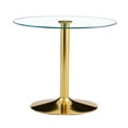 thumbnail image 6 of Hi loPres 35-Inch Round Dining Table, Modern Tempered Glass Top with Gold Metal Pedestal Base for Kitchen, 6 of 7