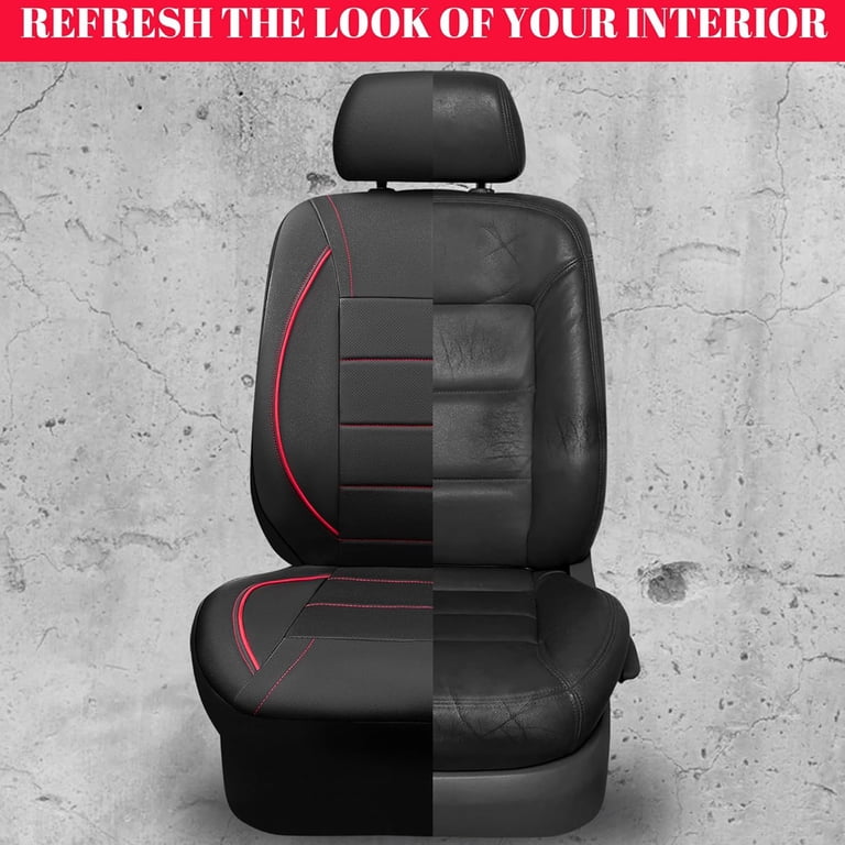 CAR-GRAND Faux Leather Front Seat Covers, Breathable Red Pair photo 7