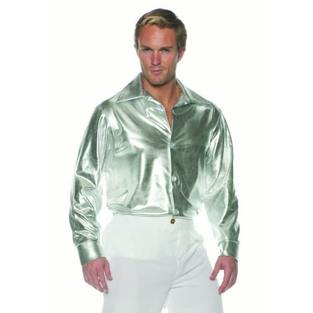 Disco Mens Adult Silver Shiny 70S Costume Accessory Shirt
