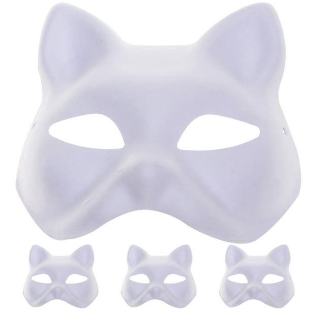 4pcs máscaras de animales de la mitad de la máscara de gato pintura a mano en blanco máscara de papel de bricolaje