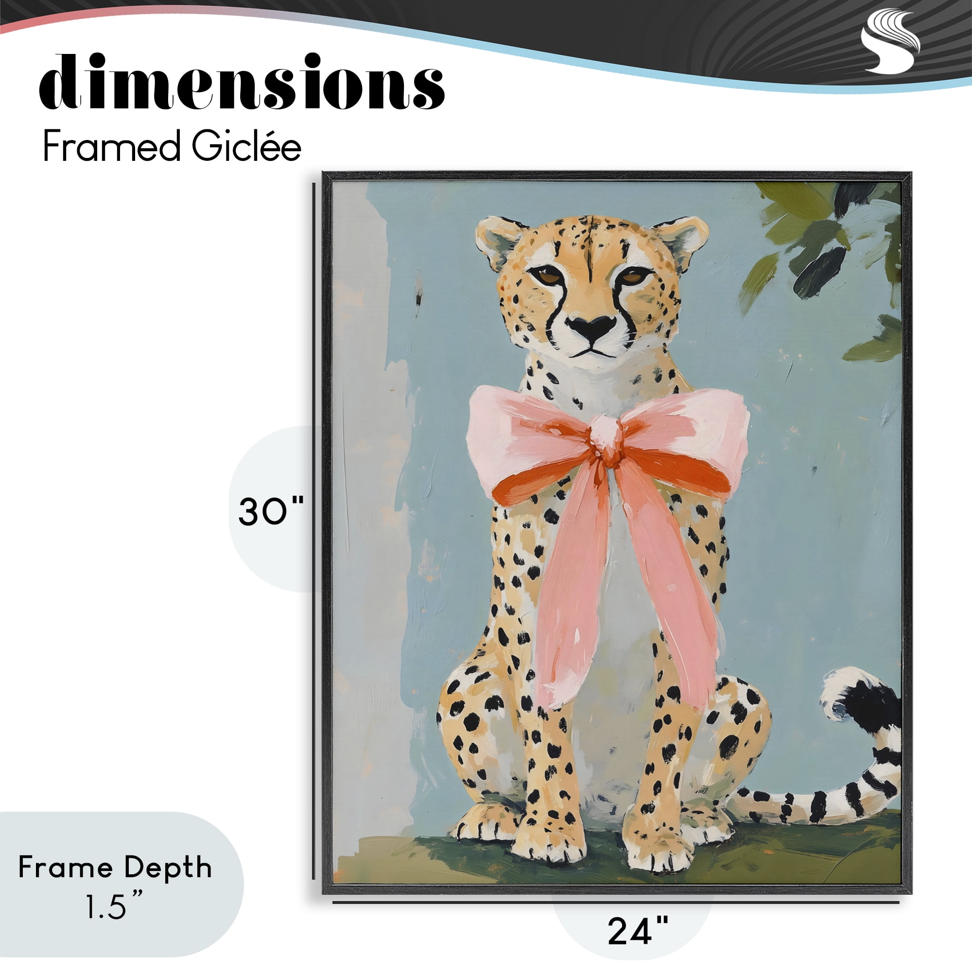 Stupell Industries Cheetah with Big Pink Bow Black Framed Giclee Art, design by The Prints Vibe