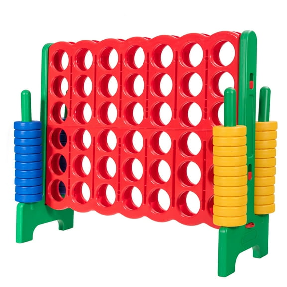Gymax Jumbo 4-to-Score Game Set Giant 4 in A Row Kids Adults 42 Jumbo Rings