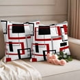 thumbnail image 2 of Red Black Geometric Outdoor Waterproof Pillow Covers, Farmhouse Minimalist Abstract Art Decorative Square Throw Pillowcase Sofa Cushion Sham for Patio/Couch/Chair, 26"x26" 2 Pack, 2 of 8