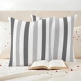 thumbnail image 3 of Grey Striped Outdoor Waterproof Pillow Covers, Minimalist Farmhouse Stripe Decorative Square Throw Pillowcase Sofa Cushion Sham for Patio/Couch/Chair, 24"x24" 2 Pack, 3 of 8