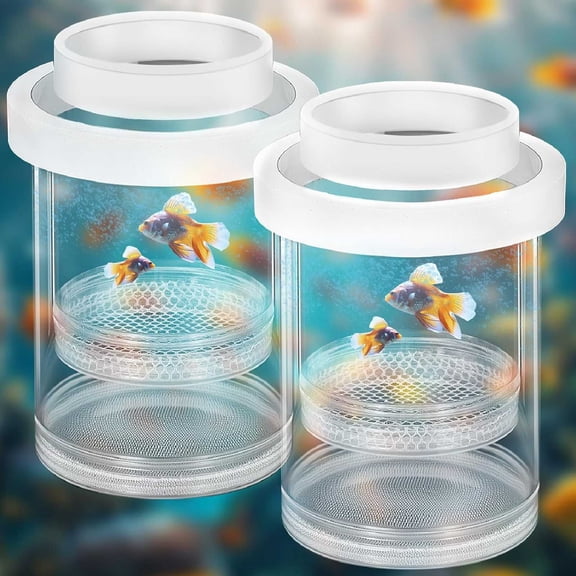 2 Pcs Floating Fish Isolation Box for Fish Tank, Floating Aquarium Breeder Hatching Box Clear Egg Isolation Net Incubation Boxes for Clownfishes Betta Guppy, White