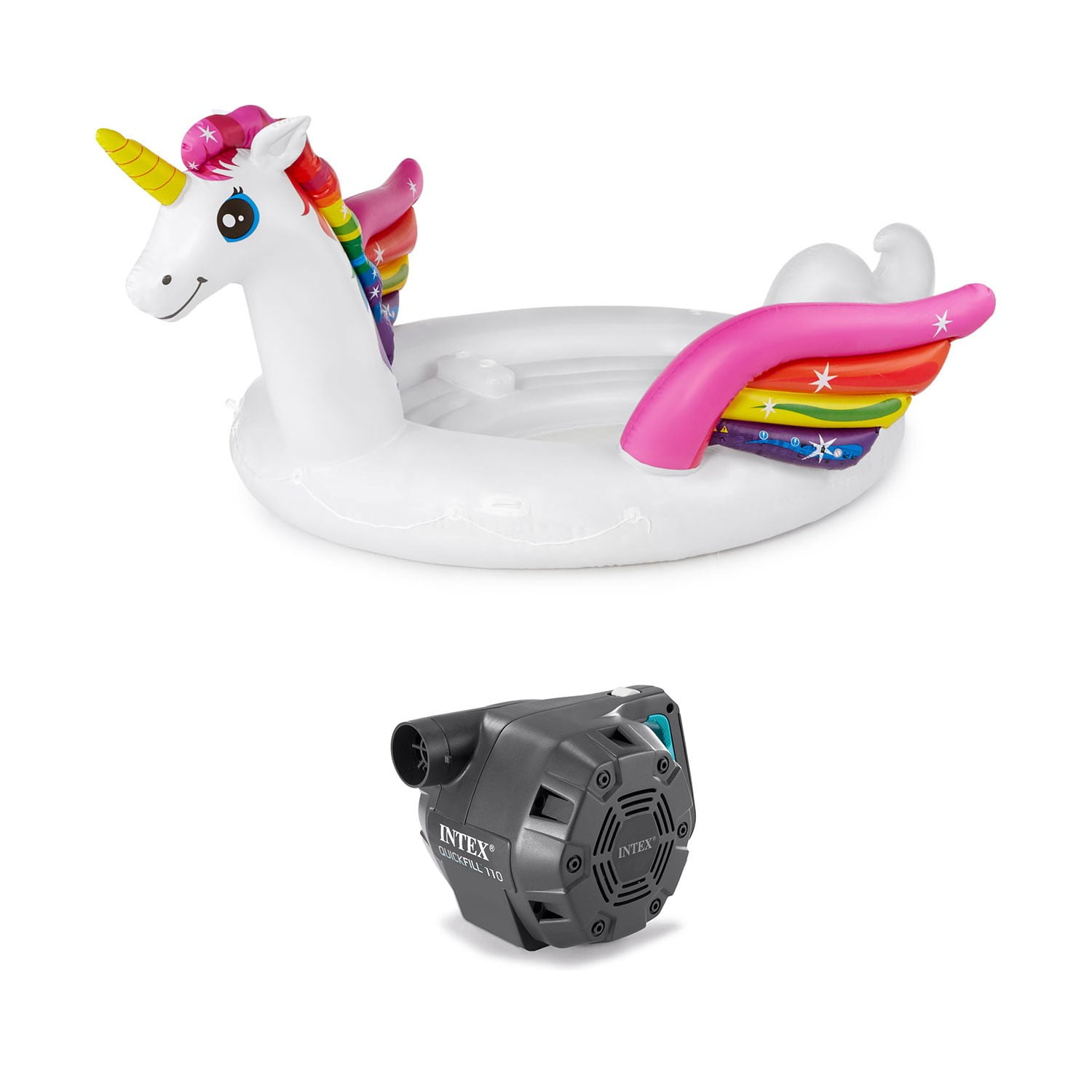 Intex Intex Adult Inflatable Unicorn Pool Float + Intex 120V Quick