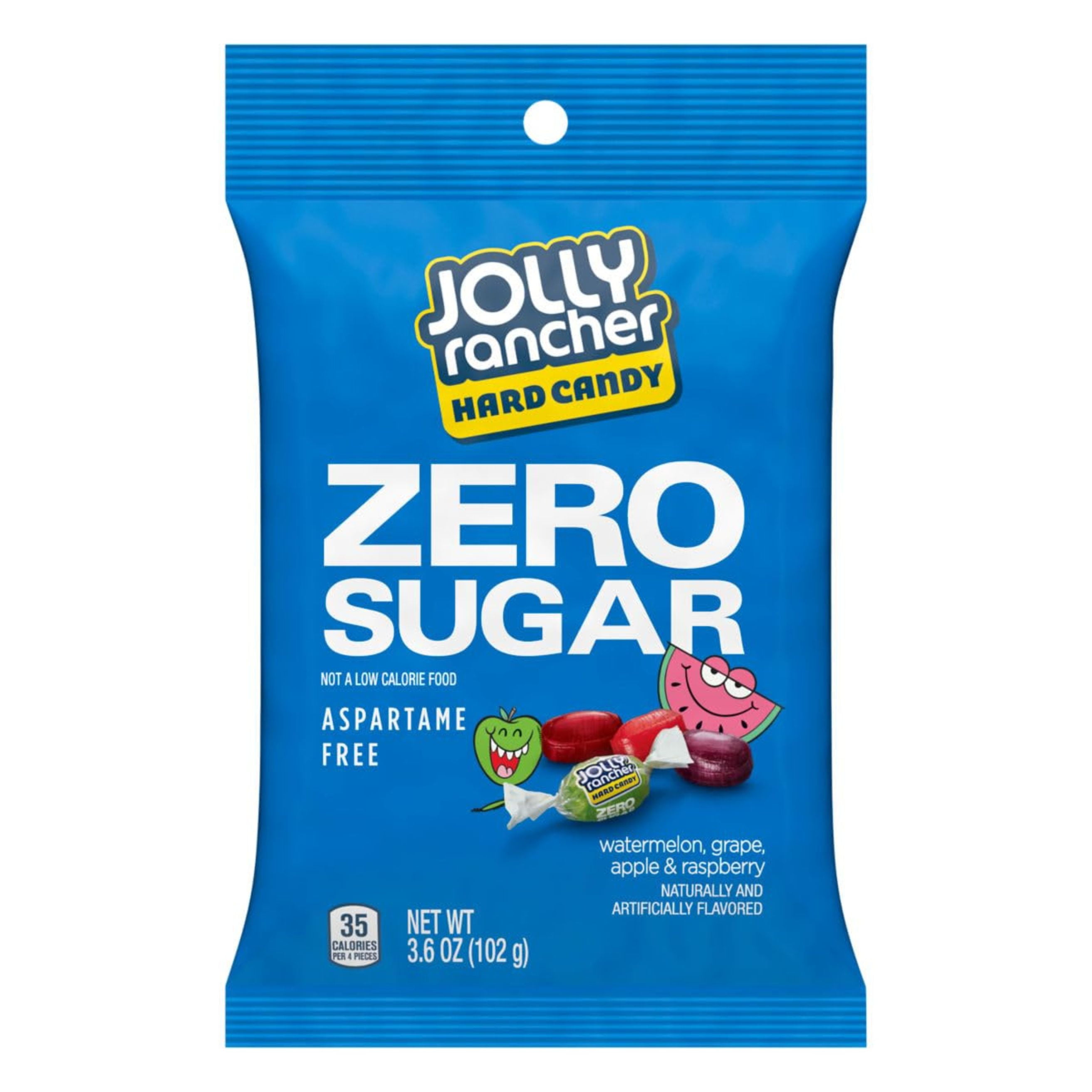 (6 pack) Jolly Rancher Zero Sugar Assorted Fruit Flavored Hard Candy, Bag 3.6 oz