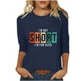 thumbnail image 2 of Chemises pour Femmes Habillées Décontractées, Chemises à Manches 3/4 pour Femmes, Tuniques à Manches Courtes Grande Taille pour Femmes, T-shirt à Manches 3/4 à Col Rond Imprimé Lettres Mode Décontractée pour Femmes, 2 of 5
