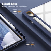 Fintie Hybrid Slim Case for Samsung Galaxy Tab S10 Lite/ S10 FE/ S9 FE 10.9 Inch/ S9 11 Inch with S Pen Holder, Shockproof Cover with Clear Transparent Back Shell, Auto Wake/Sleep, Blooming Hibiscus