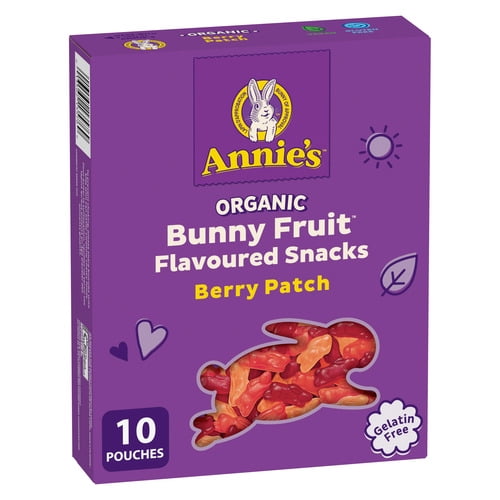 Annie'sMC Biologique Bunny Fruit Collations aromatisées Baies des champs, Collation pour Enfants, 198 g 10 sachets, 198 g