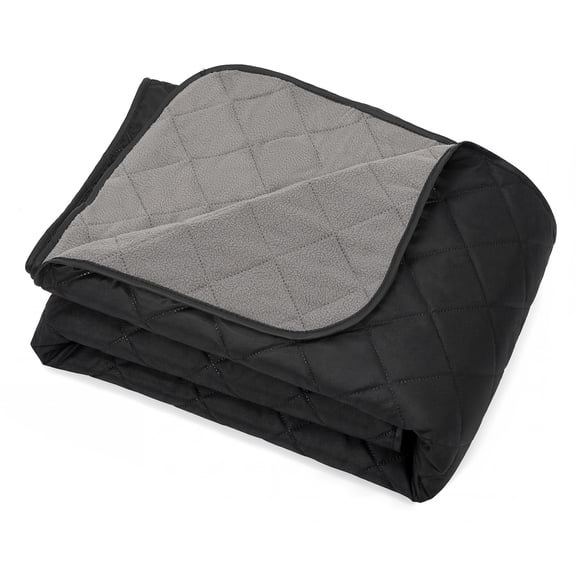 Outdoor Picnic Blanket, 78.7 x 55.1 in, 600D Oxford Waterproof Camping Blanket, Warm Fleece Lining, Windproof, Machine Washable, Black