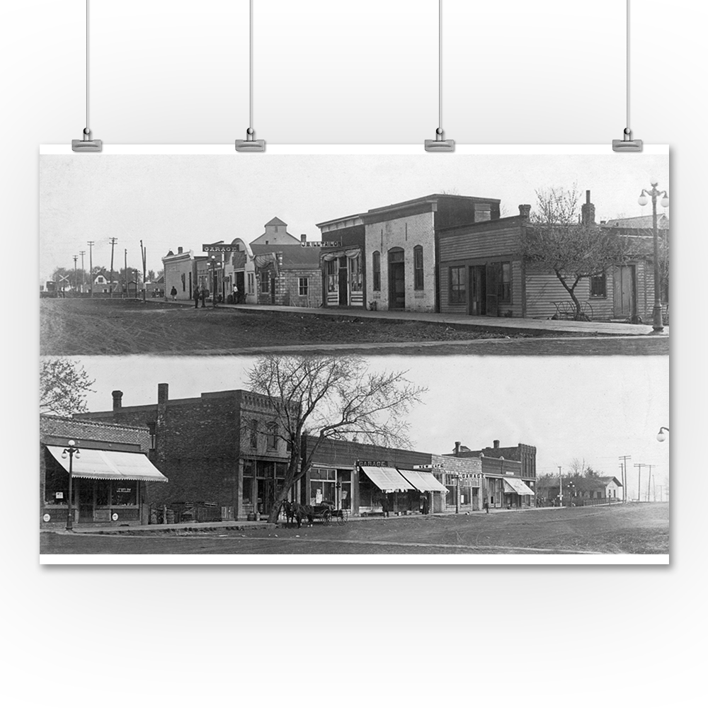 Pomeroy, Iowa View of Garages, Caf?, Tailor Bldgs (36x54 Giclee