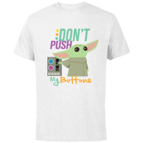 Star Wars The Mandalorian The Child Don't Touch My Buttons - Short Sleeve Cotton T-Shirt for Adults - Customized-White