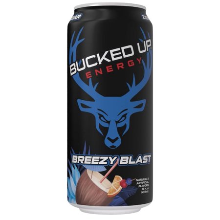 Bucked Up Energy Drink, Breezy Blast, 300mg Caffeine, 16 fl oz, 1 Can