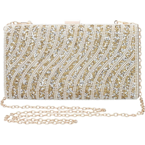 Evening Handbags for Women Pearl Clutch Bags Bling Party Purses for Wedding Cocktail Prom Formal Bridal Dress Handbag