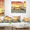 thumbnail image 4 of Designart Boats at Sunset - Seashore Photography Throw Pillow - 16x16, 4 of 5
