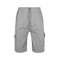 thumbnail image 1 of Mens Fleece Sweat Cargo Shorts With Elastic Waistband Drawstring Athletic Workout Gym Shorts-Gray,3XL, 1 of 5