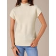 thumbnail image 2 of DARING DIVA Women's Mock Neck Casual Cap Sleeve Knit Tank Tops S Beige, 2 of 6