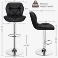 thumbnail image 2 of RONG-3 Bar Stools Set of 2, PU Leather Bar Chairs with Backrest, Height Adjustable Swivel Island Stools for Bar, Kitchen Counter,Black., 2 of 10