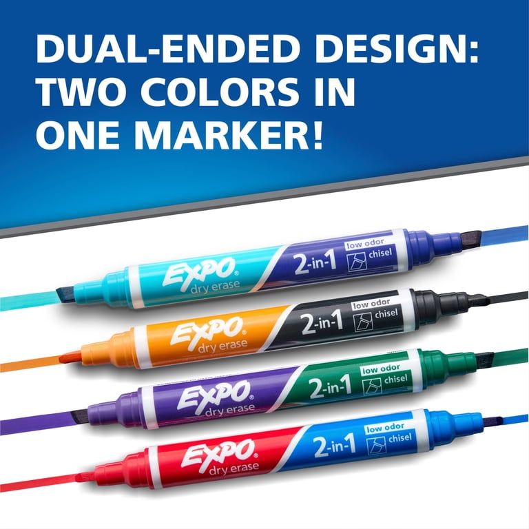 Expo Dual Ended Low Odor Dry Erase Markers, Chisel, 8-Pack photo 8