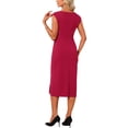 thumbnail image 3 of INSPIRE CHIC Women's Formal Sheath Dress Ruched Boat Neck Cap Sleeve Elegant Work Office Dresses L Red, 3 of 5