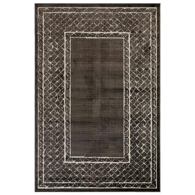 Trans-Ocean Imports RTO80704047 Liora Manne Rialto Border Indoor & Outdoor Rug&44; Charbon de Bois - 7 Pi 10 Po x 9 Pi 10 Po.