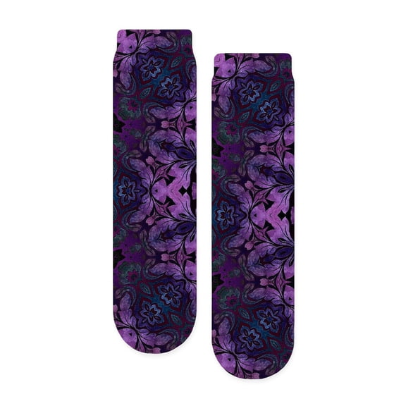 CafePress - Abstract Bohemian Purple Mandala - Unisex Novelty Printed Crew Adult Socks