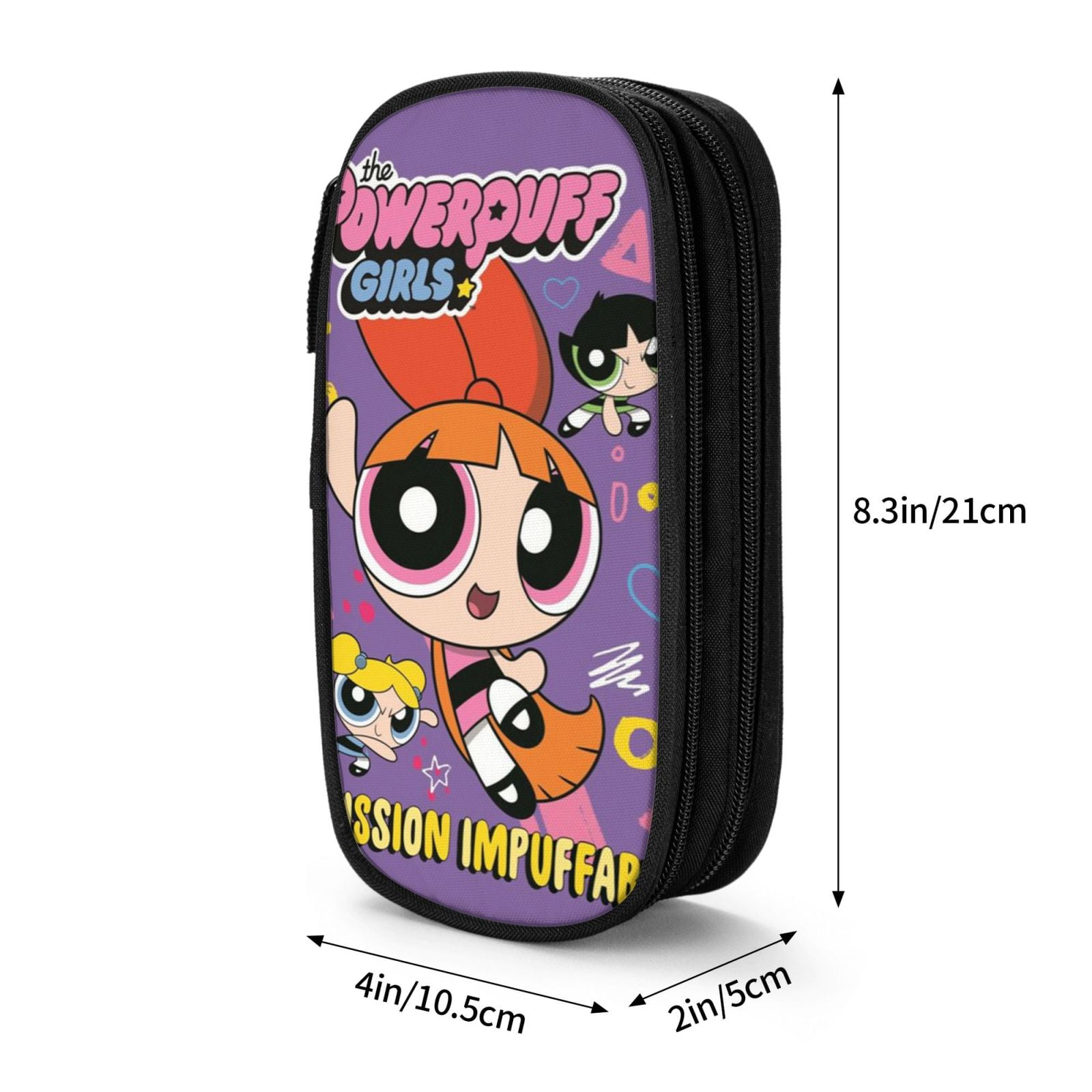 The Powerpuff Gi-rls Pencil Case Large Capacity Pencil Pouch Penbag Office Stationery Organizer Travel Makeup Bag Black