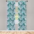 thumbnail image 4 of Ambesonne Tropical Window Curtains, Jungle Coconut Monstera, Each 28" W x 95" L, Dark Teal and Purple, 4 of 4