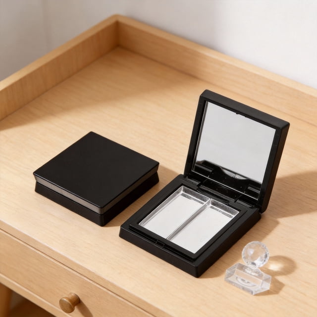 unbranded 1Jgo Estuche Negro Vacío Para Maquillaje Con Compacto Y Fácil Limpieza