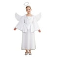 thumbnail image 2 of Yruioon Girls Angel White Bell Long Sleeve Maxi Dress with Wig Headband for Cosplay White 4, 2 of 7