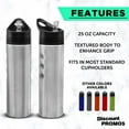 thumbnail image 2 of Slim Stainless Steel Water Bottles 25 oz, 6 pack, Reusable Gym Sports Bulk Pack, Silver, 2 of 5
