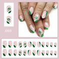 thumbnail image 2 of 24 Pcs French Tip Stick on Nail Saint Patricks Day False Nail Short Almond Press On Nail Shamrocks Artificial Nail, 2 of 4