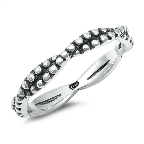 Dotted Knot Twist Ring .925 Sterling Silver Band Jewelry Female Male Unisex Size 7