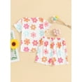 thumbnail image 4 of Suealasg 2Pcs Toddler Girls Beach Clothes 6M 12M 18M 24M 3T 4T Kids Baby Girls Summer Casual Outfits Short Sleeve Flower Print T-Shirt +Elastic Waist Shorts, 4 of 8