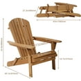 thumbnail image 3 of FDW Folding Wood Adirondack Chair Accent Furniture for Yard, Patio, Garden w/ Natural Finish - Brown, 3 of 8